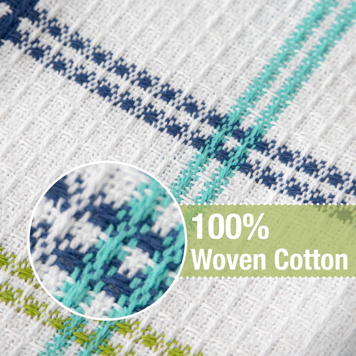 T-FAL Premium Waffle Dish Cloths: Highly Absorbent, Super Soft Long Lasting - 100% Cotton, 12"x13" Flat Waffle Dish Towel for Cleaning & Drying Dishes, (4-Pack), Cool