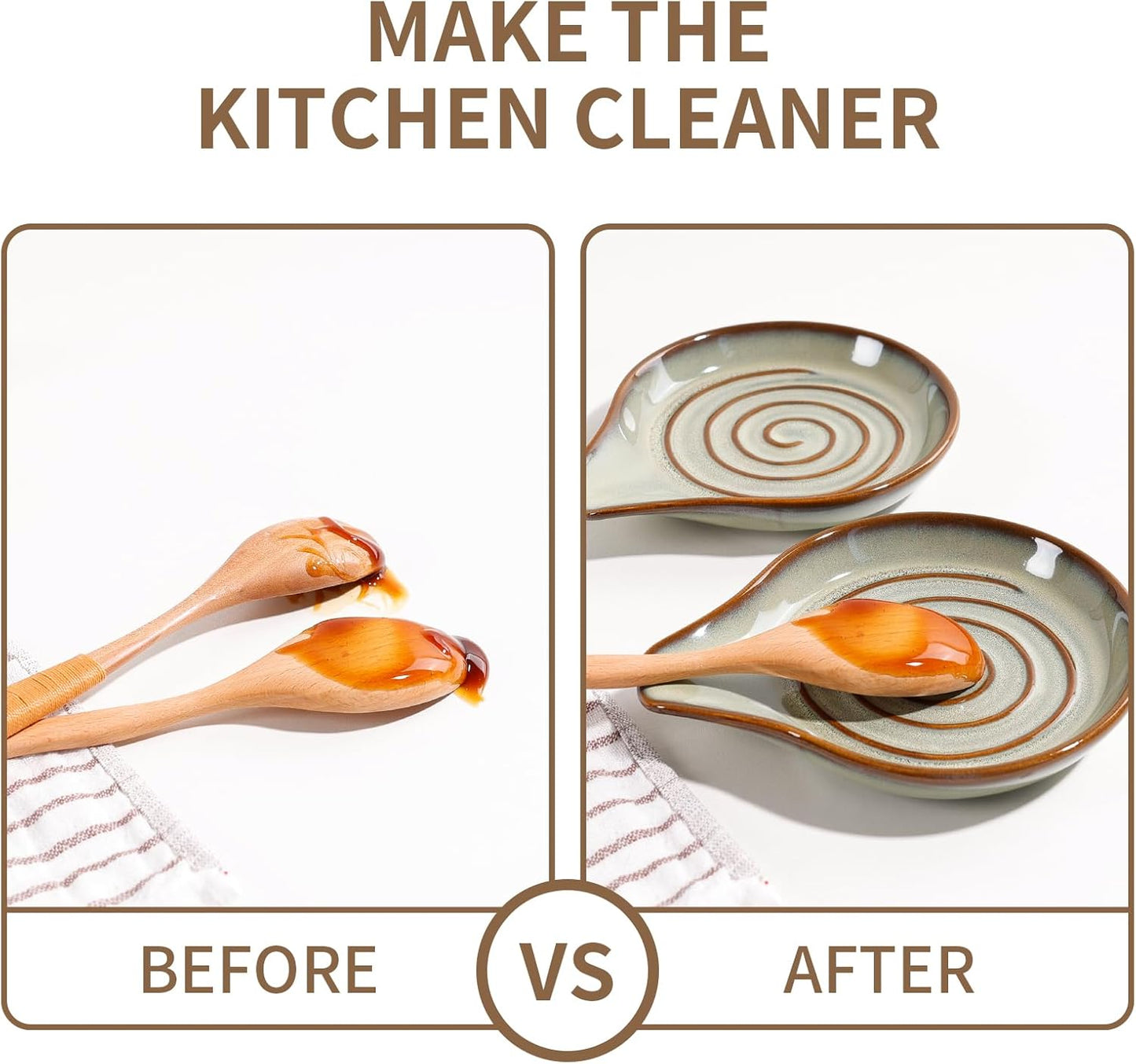 Spoon Rest for Stove Top, Large Ceramic Spoon Holder for Kitchen Counter, Heat Resistant Cooking Utensil Rest, Dishwasher Safe 5.1 Inch by ANTIS’S HOME (Green)