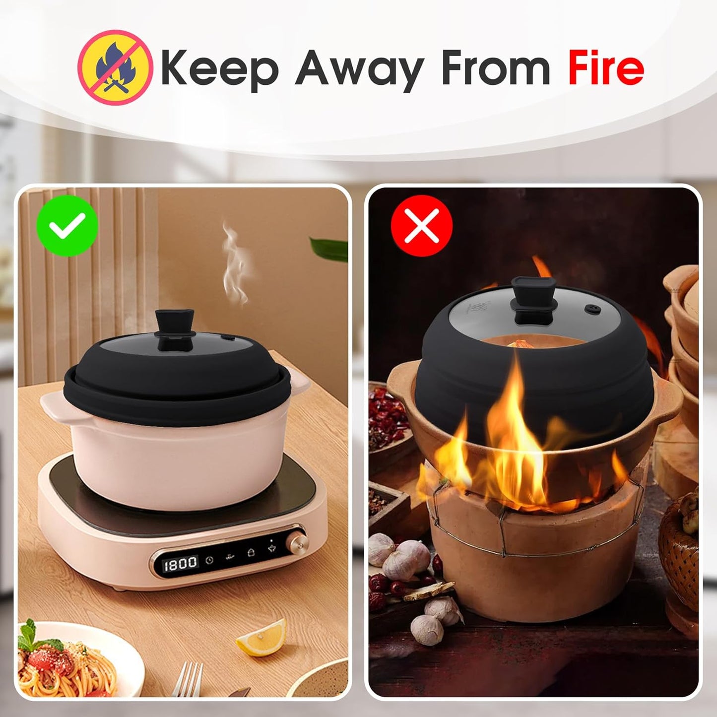 Microwave Splatter Cover Glass Microwave Cover for Food Collapsible Splatter Guard Lid with Silicone Handle for Pot Plate Bowl 10.5 Inch Black