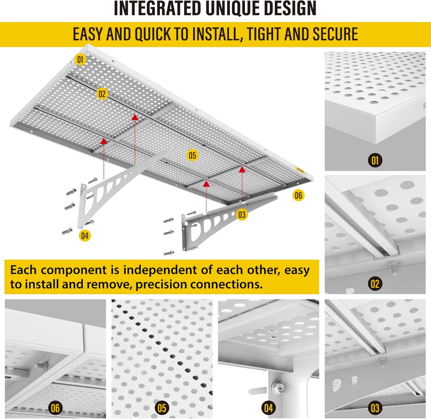 2-Pack 1.64x4ft Adjustable Garage Wall Shelving 560lbs Load Capacity Heavy Duty Wall Mounted Storage Shelf Metal Floating Shelves for Garage(White)