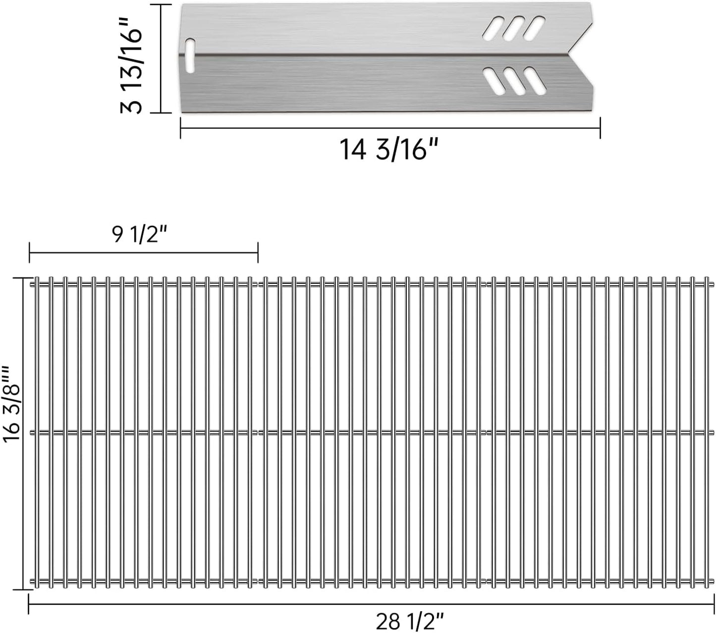 Kalomo Grill Grates Grill Heat Plates Shield Grill Replacement Parts for BBQ Uniflame Grill GBC1030W, GBC1030WRS, GBC1030WRS-C, GBC1134W, GBC1134WRS, Stainless Steel Cooking Grids Accessories