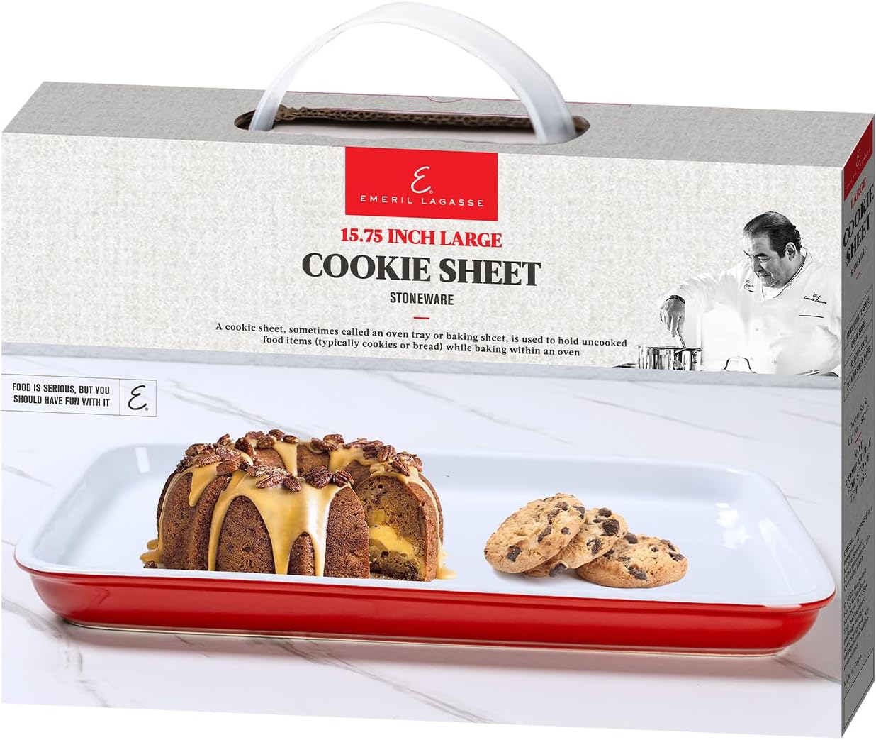 Emeril Lagasse 15.75 IN Large Baking Sheet – Stoneware Cookie Sheet & Baking Tray, Oven Safe Baking Trays for Oven