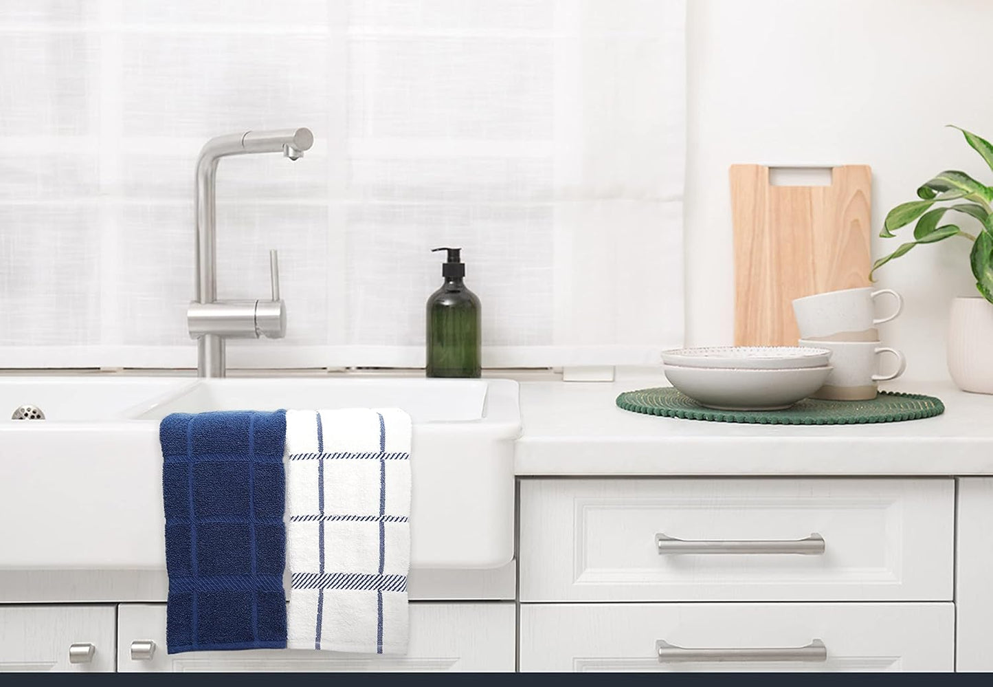 100% Cotton Terry Dish Towels, 4 pack16 x26 Inches, Super Soft and Absorbent Kitchen Towels, Perfect for Kitchen Cleaning and Dish Washing | Navy Blue …