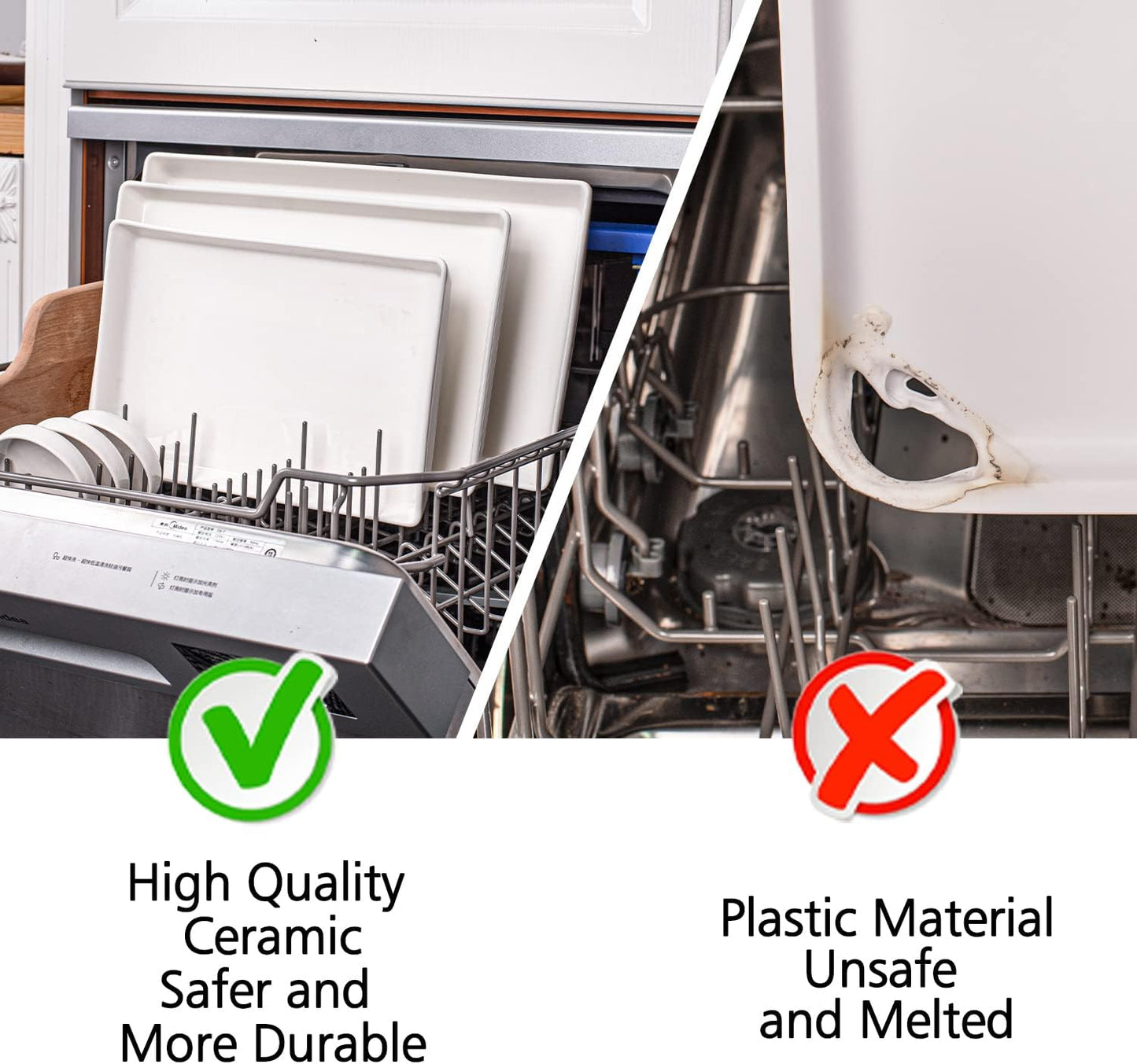 Delling Large Serving Platter, 16/14/12 Inch Rectangular Serving Trays for Serving Food, Serving Tray for Party - Set of 3, White