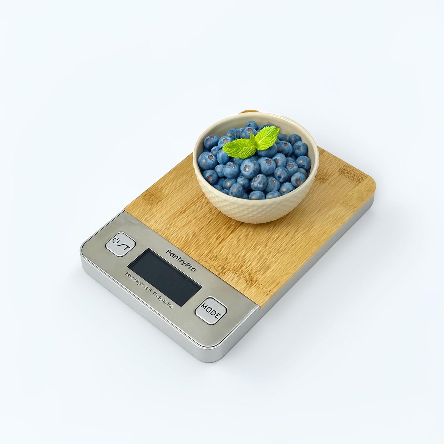 PantryPro Bamboo Platform Digital Kitchen Scale - 11 pounds Capacity LCD Display Grams and Ounces AAA Battery Included (Natural)