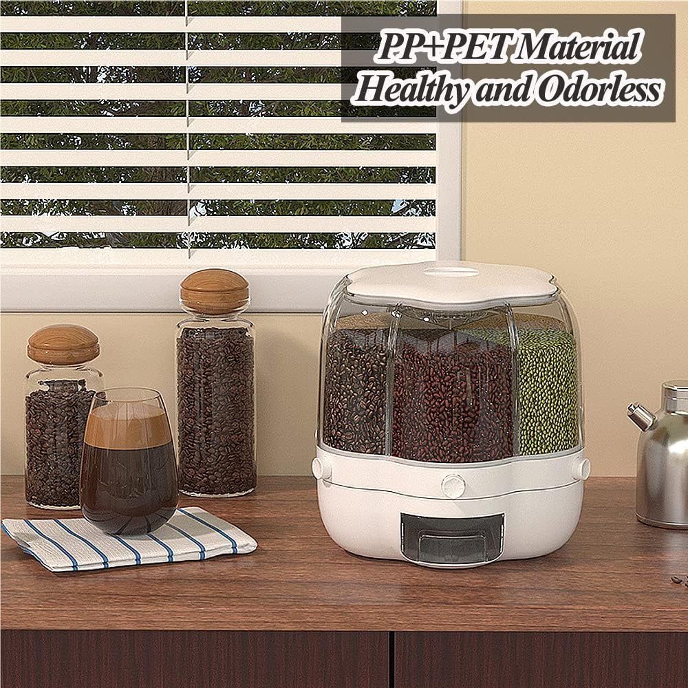 XIYAO 40lb Grain Storage Container, 360 Rotating Food Dispenser with Lid, Moisture Resistant Household, Airtight Storage for Black Rice, Yellow Rice and Small Beans