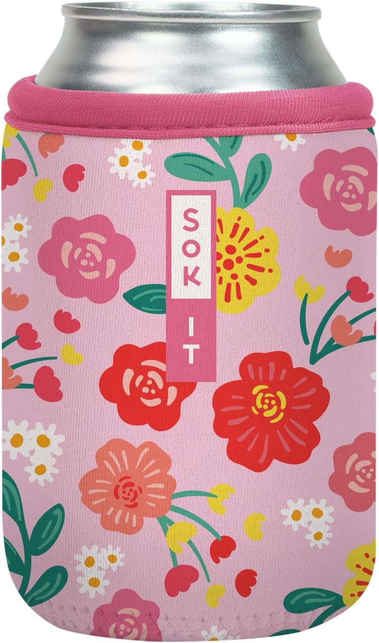 Sok It CanSok Sleeve for Beer & Soda Insulated Neoprene Cover (Bloom Your Way, 12oz Can Sleeve)