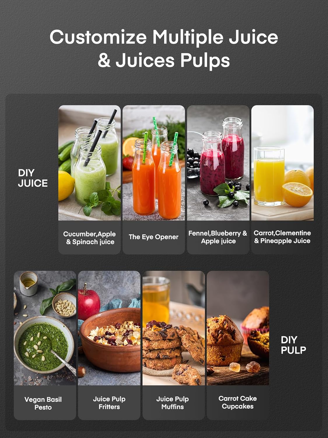 Juicer Machines, Juilist 3" Wide Mouth Juicer Extractor Max Power 800W, for Vegetable and Fruit with 3-Speed Setting, 400W Motor, Easy to Clean, Bright Red