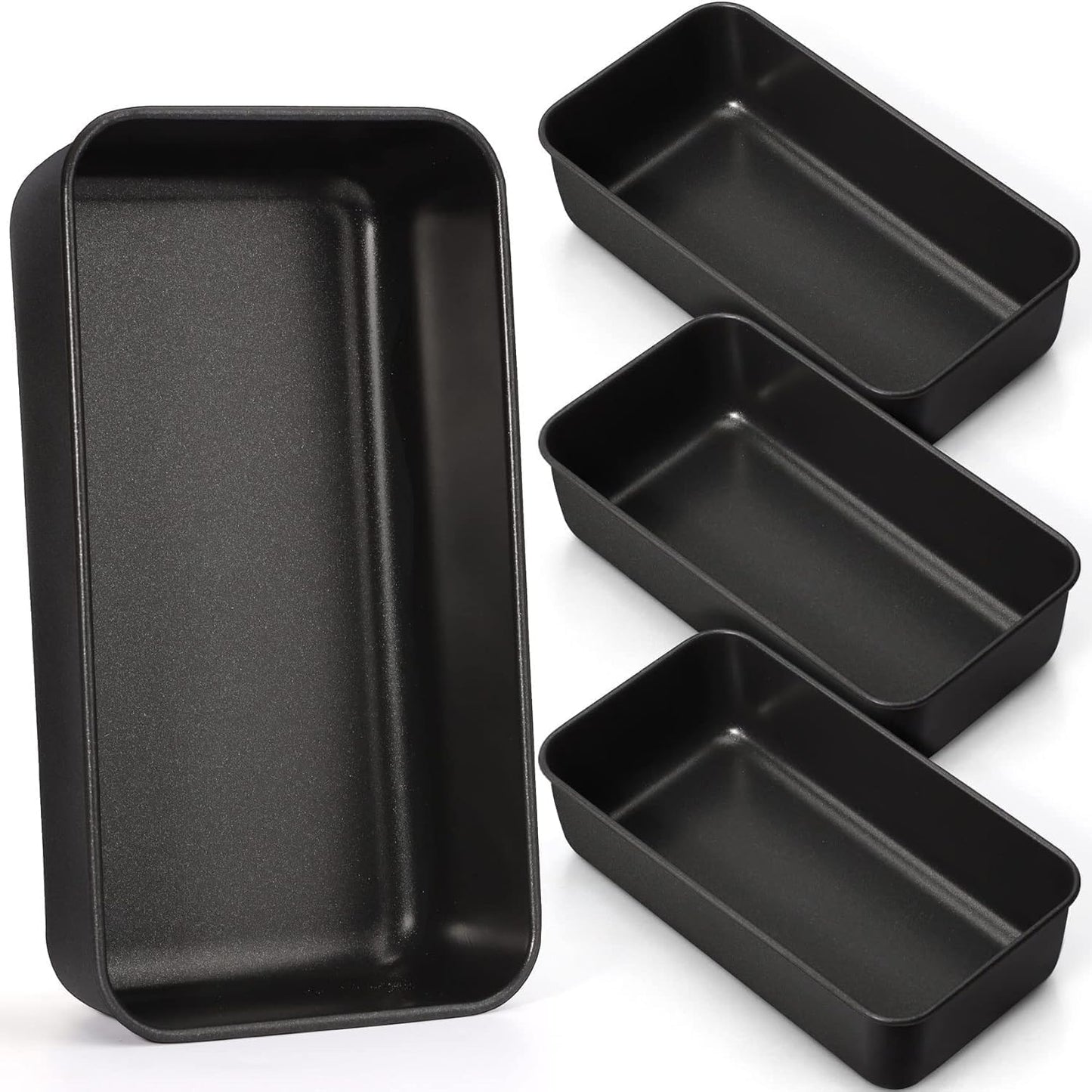 LIANYU 4 Pack Nonstick Loaf Bread Pan for Baking, 9x5 Inch Bread Loaf Baking Pan, Stainless Steel Meatloaf Pan Tin for Homemade, Dishwasher Safe
