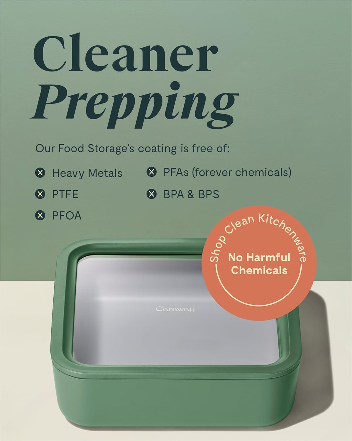 Caraway 2pc Glass Food Storage Set - 10 Cup Food Containers (2) - Ceramic Coated - Non Toxic, Non Stick Lunch Box with Lids. Dishwasher, Oven, & Microwave Safe - Cream