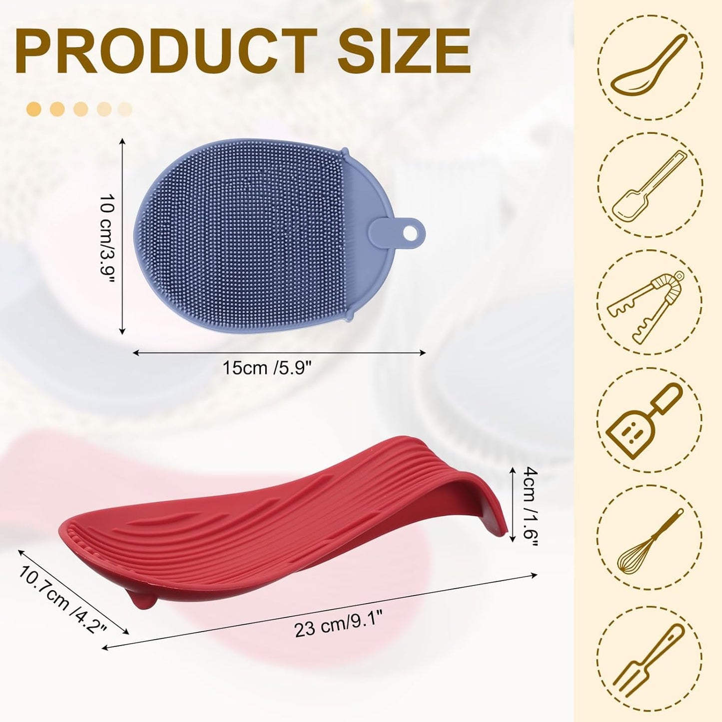 uxcell 1 Set Silicone Spoon Rest for Stove Top, Silicone Spoon Holder for Cooking Spatula, Ladle, Brush Red/Dark Blue