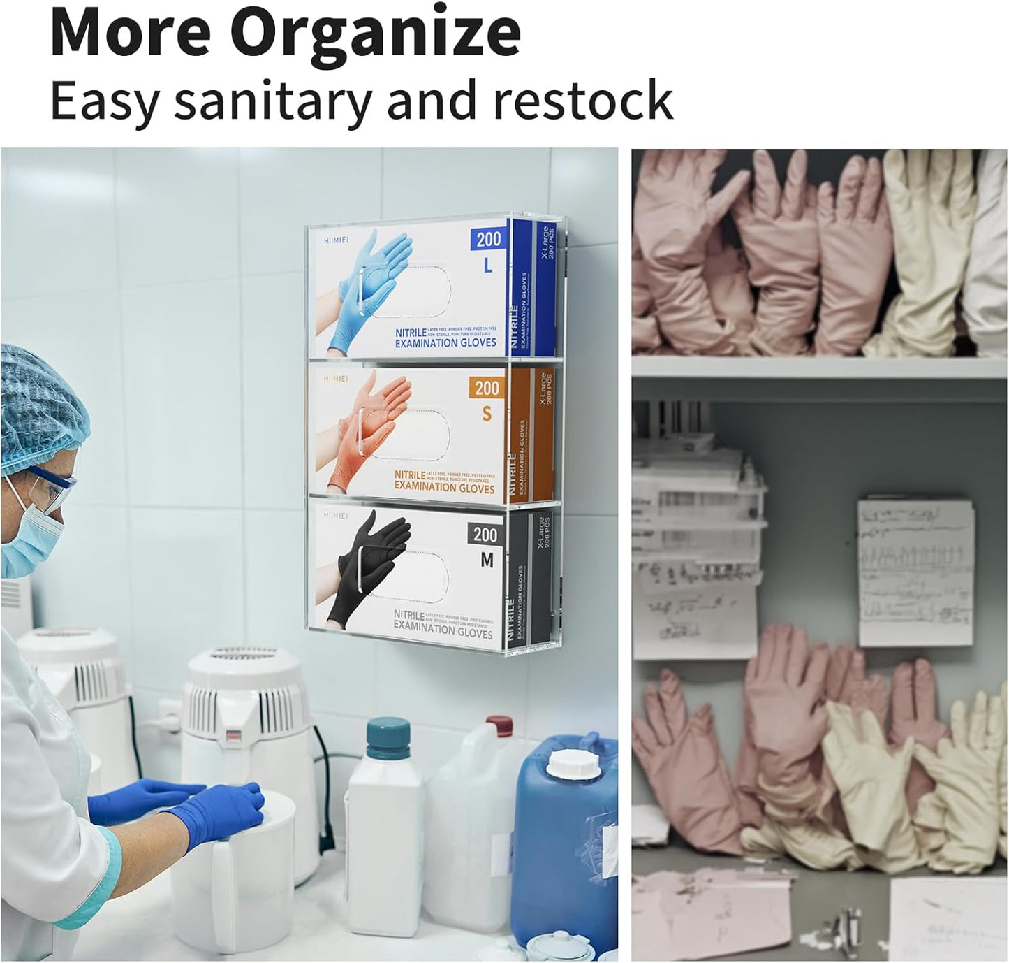 HIIMIEI Glove Holder for Wall Mount: Magnetic Gloves Box Holder, Acrylic Disposable Rubber Latex Glove Dispenser