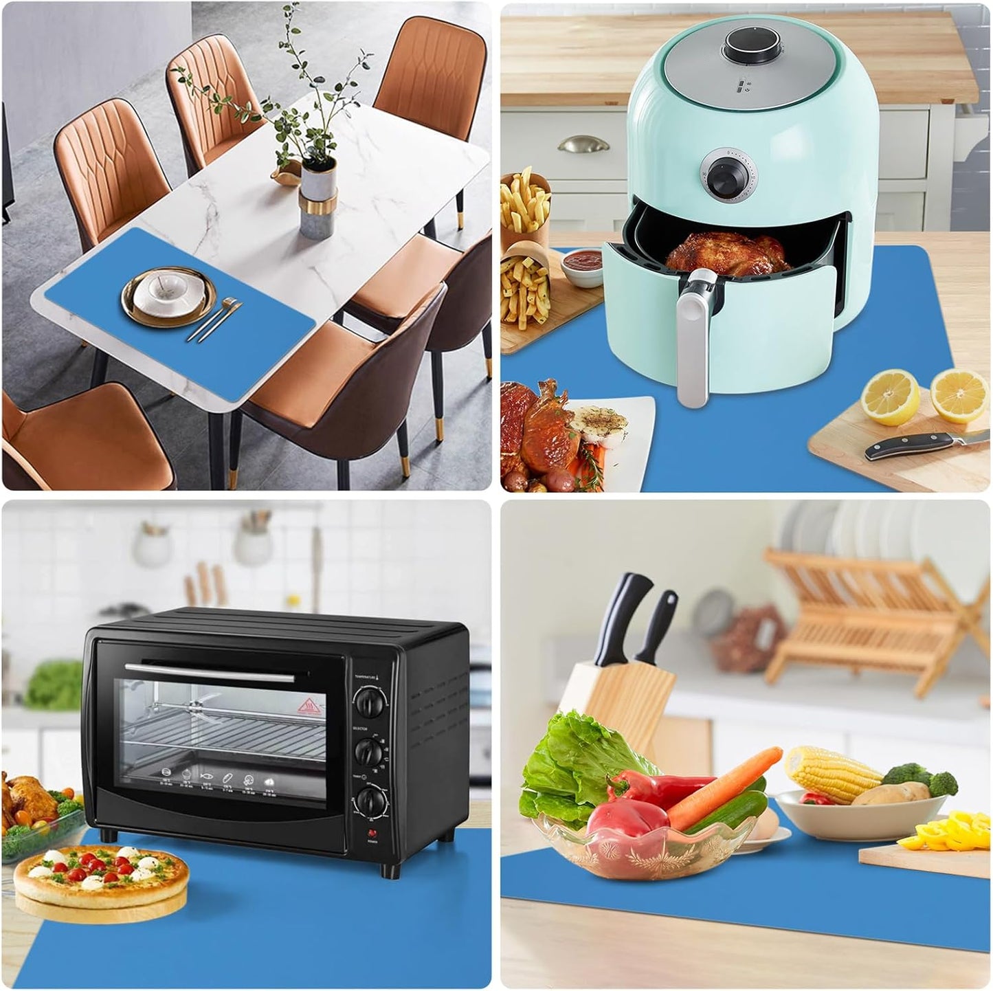 Silicone Mat Heat Resistant Mats for Countertop, Large Silicone Mats for Kitchen Counter Crafts Workbench Table, Size 48x24 inches Thick 2mm,Rolled Package,Light Blue