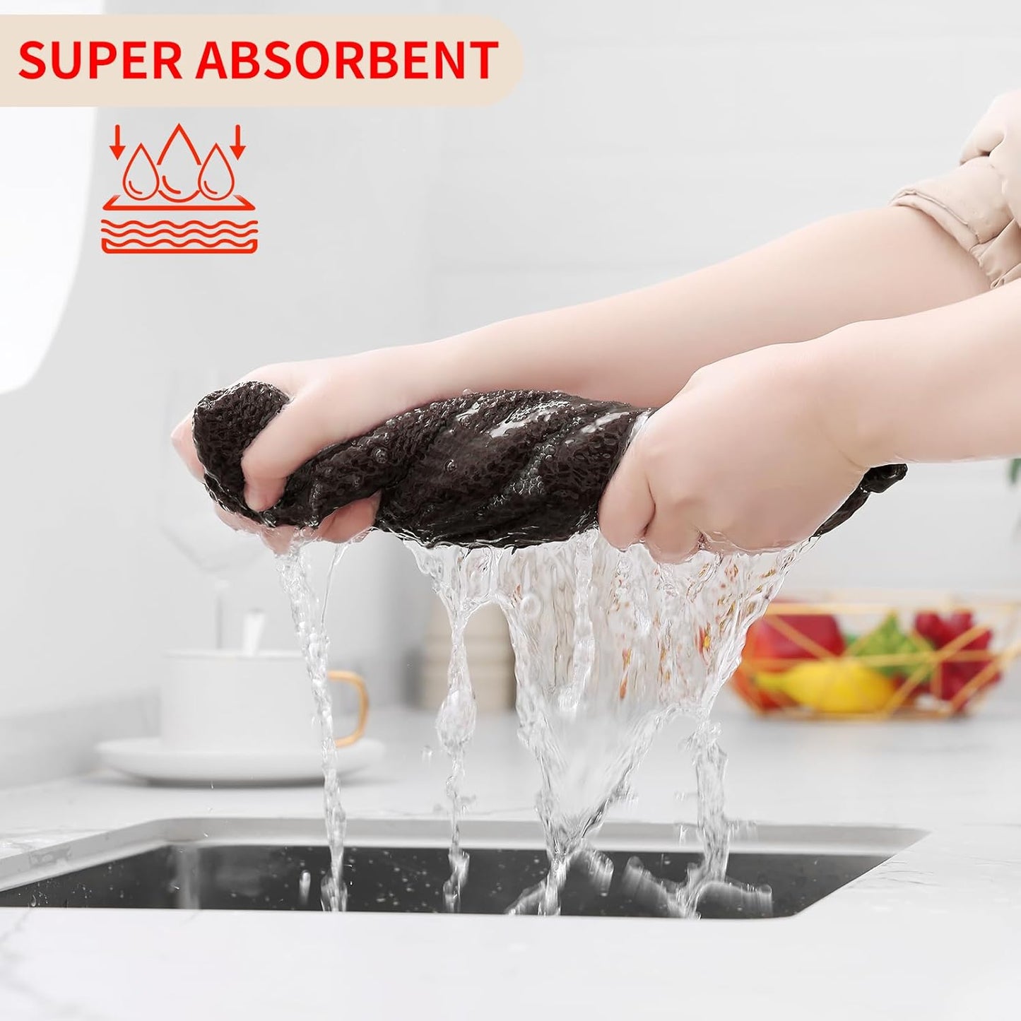 Homaxy 100% Cotton Waffle Weave Kitchen Dish Cloths, Ultra Soft Absorbent Quick Drying Dish Towels, 12 x 12 Inches, 12-Pack, Dark Brown