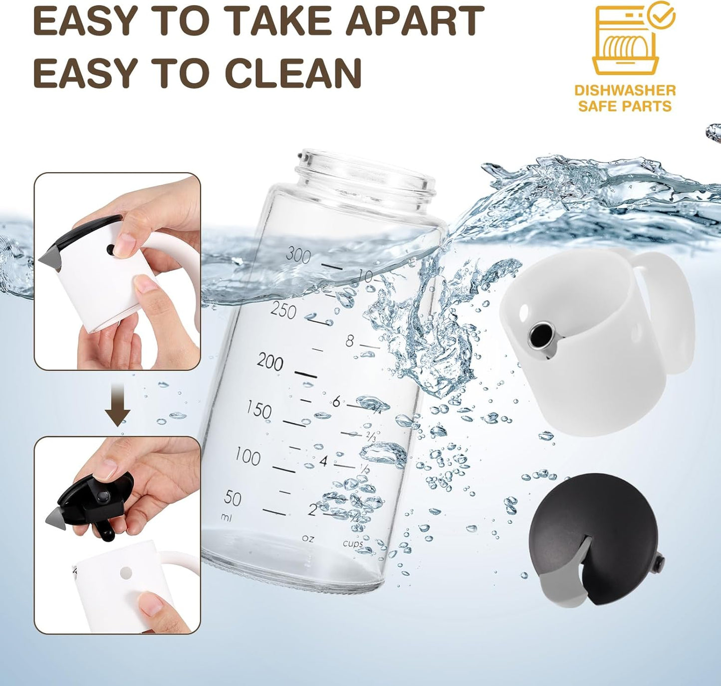 Vucchini Olive Oil Dispenser Bottle Auto Flip Vinegar Dispenser for Kitchen with No-Drip Bottle Spout Pourer(10 oz,White color)