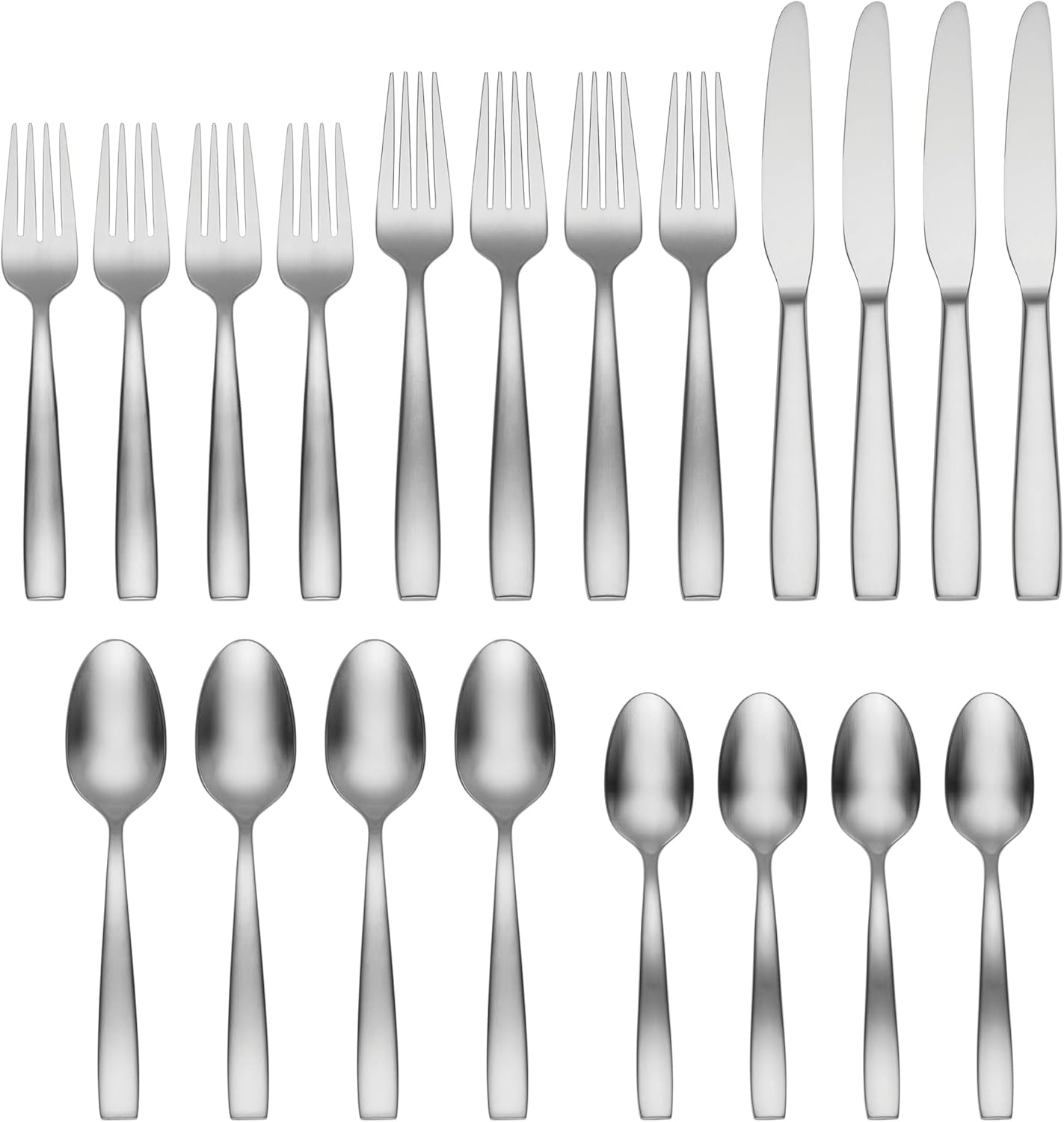 Oneida Everdine Everyday Flatware, 20 Piece, Service for 4, 18/0 Stainless Steel, Silverware Set