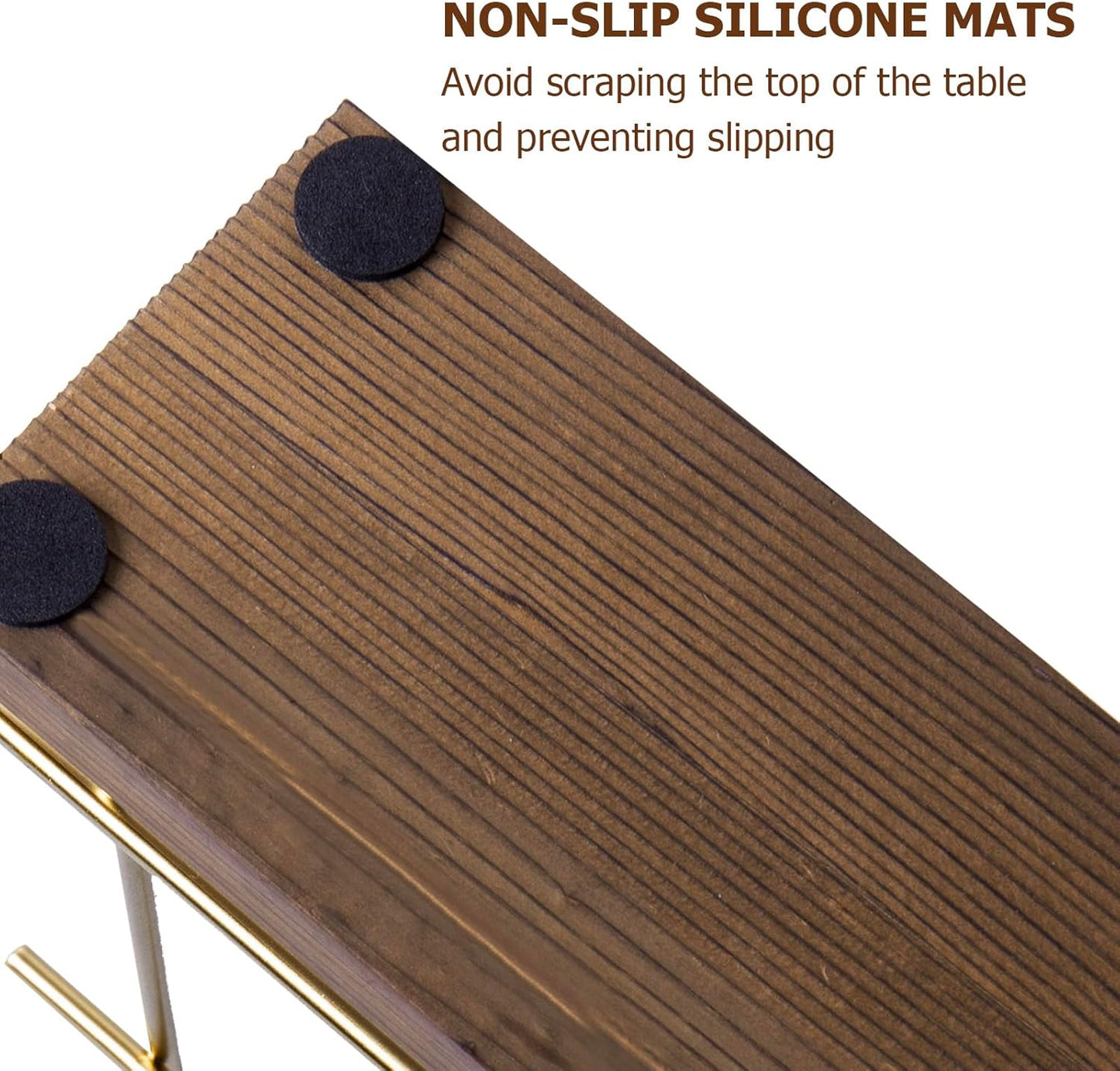 MyGift Napkin Holder for Table, Wire Metal Napkin Dispenser with Wood Base Kitchen Countertop, Contemporary Brass-Tone Tabletop Dining Decor