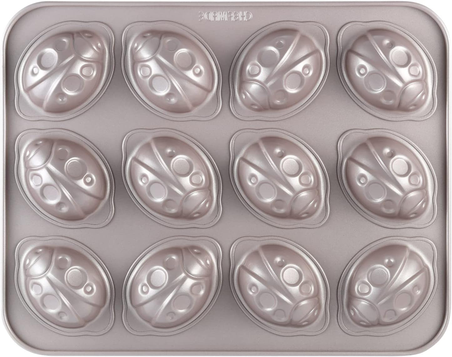 CHEFMADE Beetle Cake Pan, 12-Cavity Non-Stick Animal Muffin Bakeware for Oven Baking (Champagne Gold)