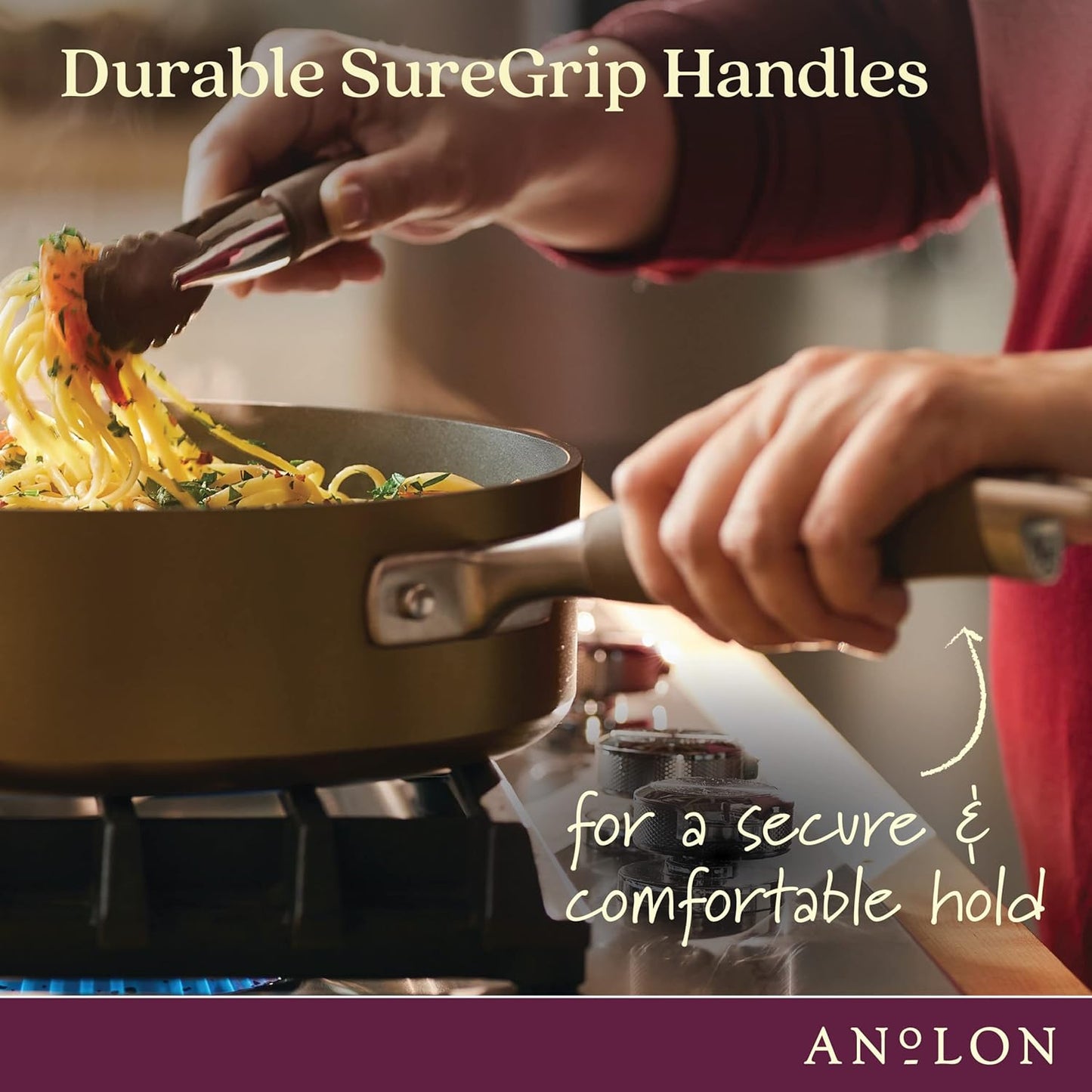 Anolon Advanced Home Hard-Anodized Nonstick Wide Stock Pot/Stockpot (7.5-Quart, Bronze)