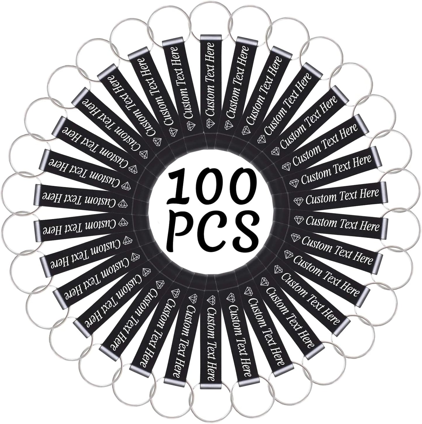 100PCS Personalized Bottle Opener Keychain Bulk Custom Beer Bottle Opener with Logo Text Engraved Wedding Bottle Opener Favors Customized Gifts for Guests Baby Shower Birthday Party-Black