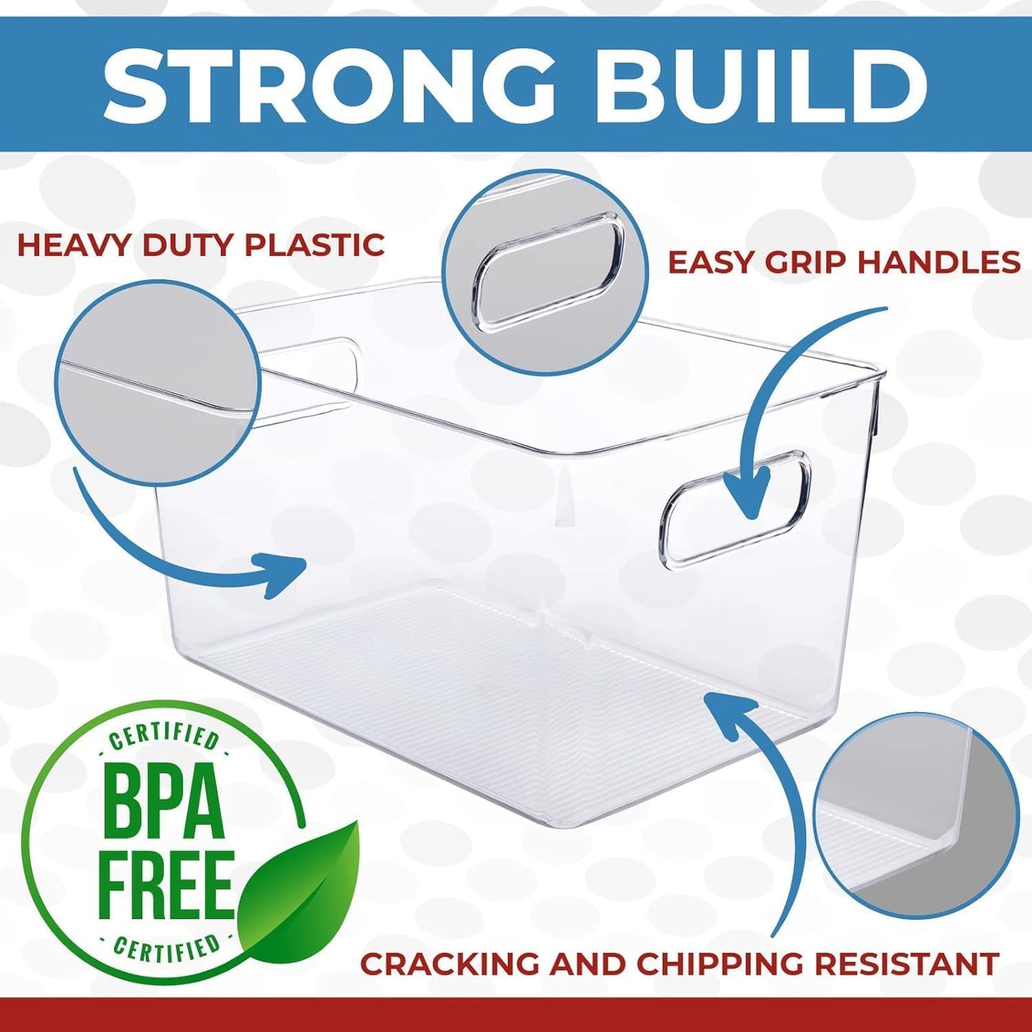 Clear Plastic Stackable Storage Bins with Lids, Pantry Organizers and Storage Containers Fridge Organizer Bins Kitchen Cabinet Organizer Bin for Organizing Under Sink Refrigerator Organization