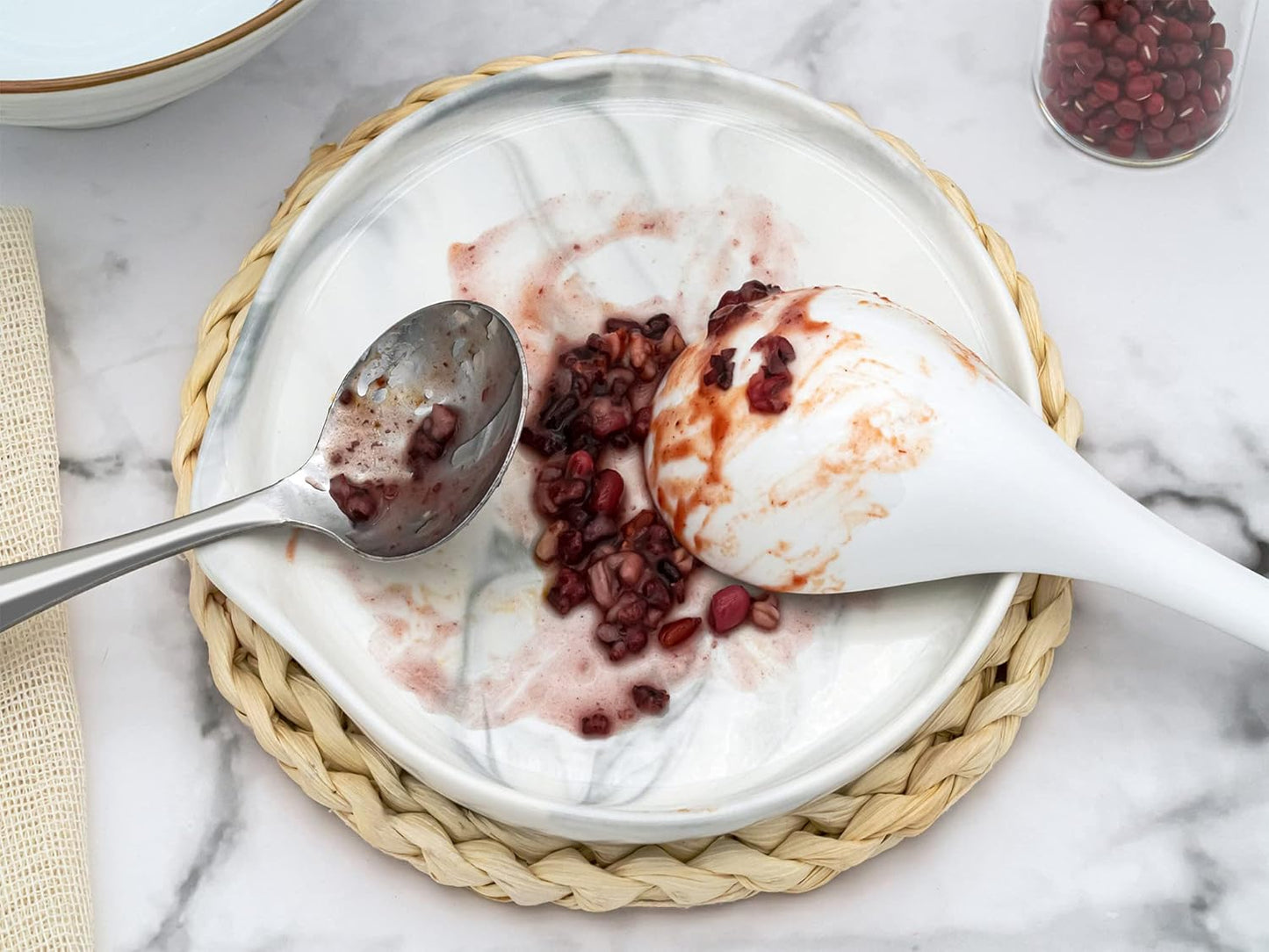 Oversized Spoon Rest,Ceramic Spoon Rest for Kitchen Counter Dishwasher Safe Marble Decor Spoon Holder for Kitchen,7 Inches