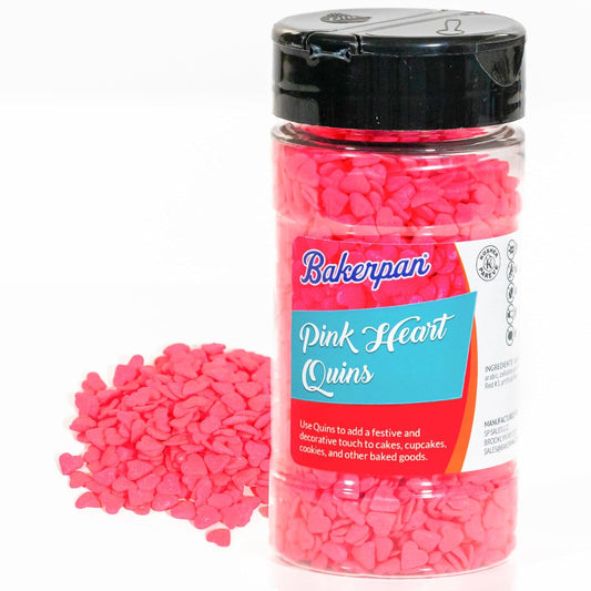 Bakerpan Heart Sprinkles for Baking, 4 Ounces Pink Heart Sprinkles Edible, Made in USA