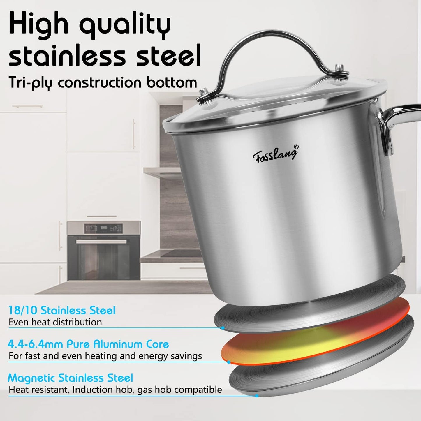 1.5 Quart Stainless Steel Saucepan with Pour Spout, Saucepan with Glass Lid, 6 cups Burner Pot with Spout - for Boiling Milk, Sauce, Gravies, Noodles