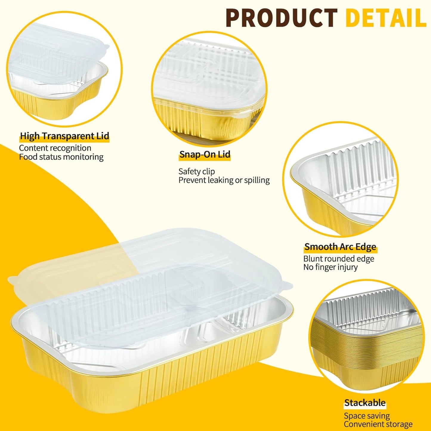 35 Pack Aluminum Pans Half Size 9x13 Extra Heavy Duty, Disposable Gold Aluminum Foil Baking Pan Double Thick Tin Foil Food Container - Half Size Steam Table Deep Pans for Baking, Heating, Cooking