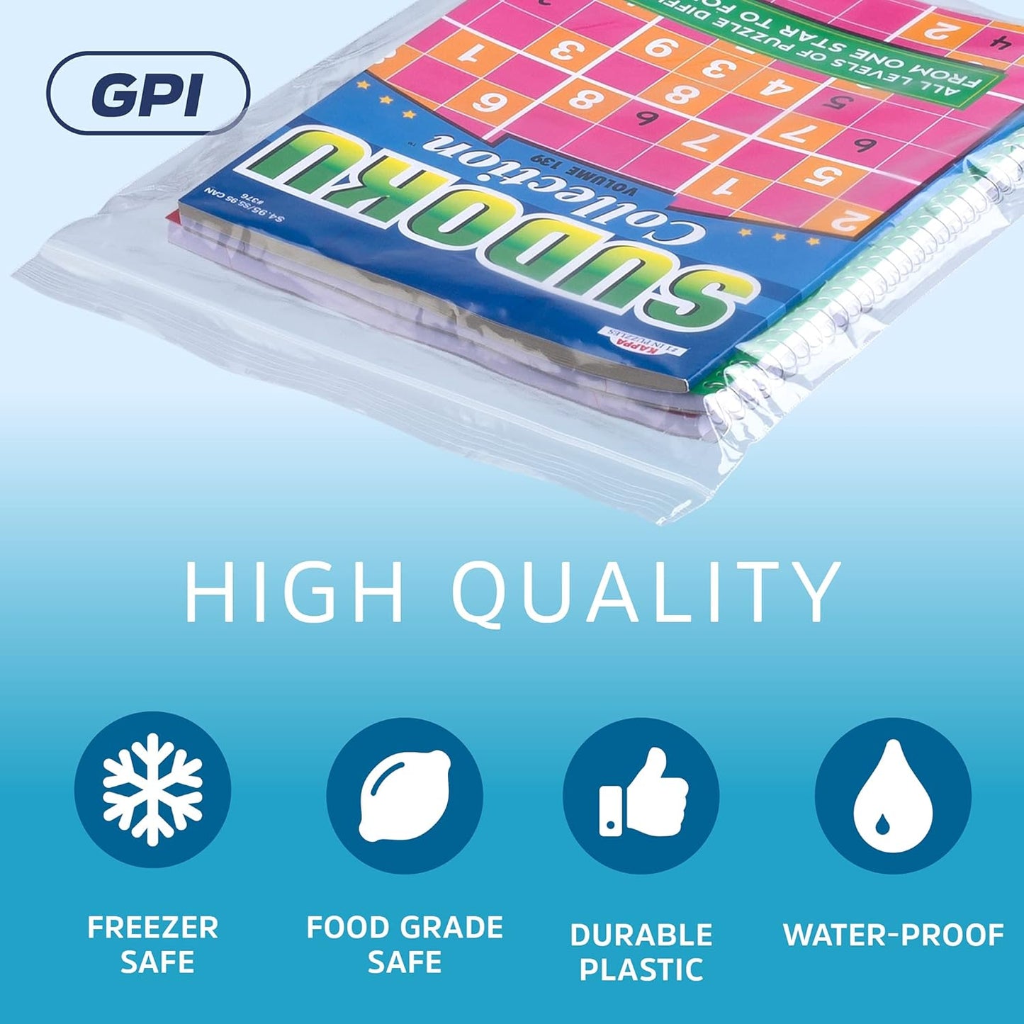 GPI Case of 1000, 10" X 12" Clear Plastic Reclosable Zip Bags - Bulk 2 Mil Thick Strong & Durable Poly Baggies with Resealable Zip Top Lock for Travel, Storage, Packaging & Shipping.