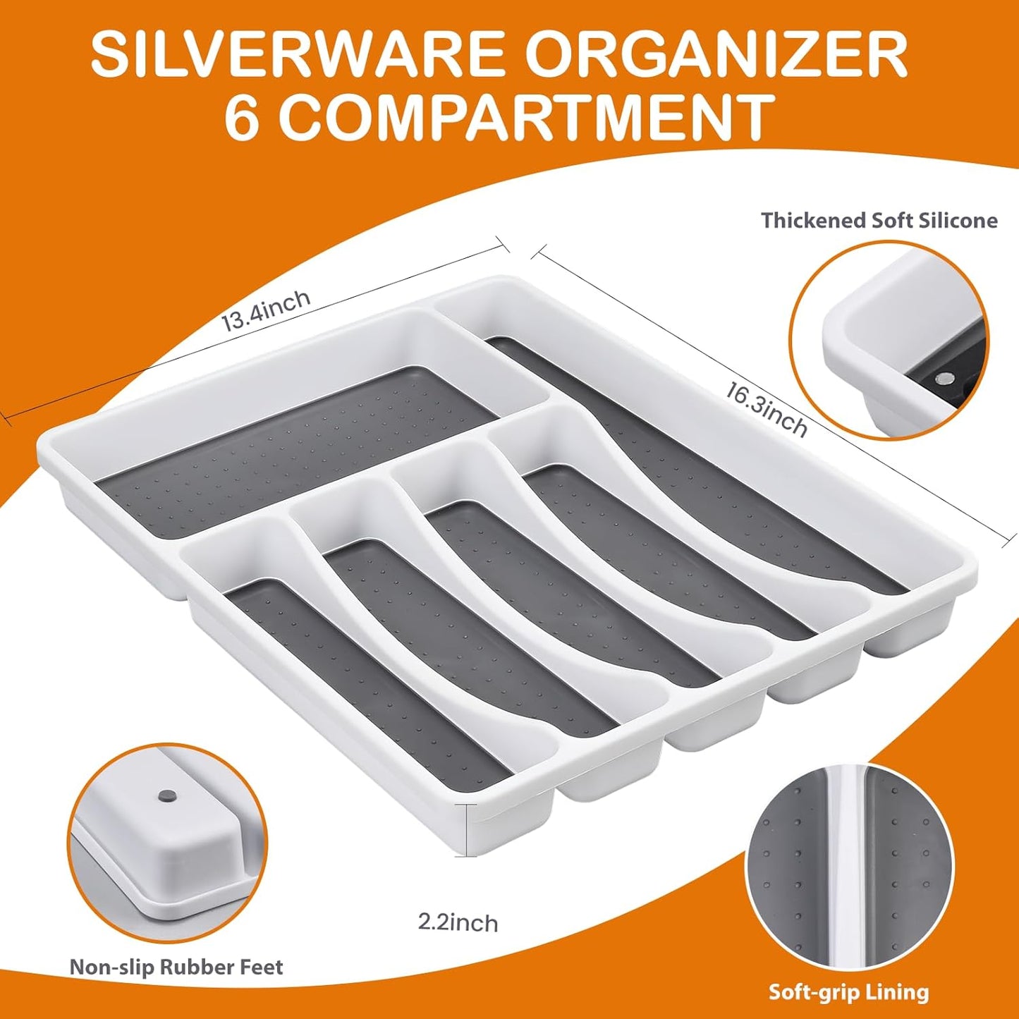 49 Piece Silverware Set with Organizer - Stainless Steel Cutlery Set for 8, kitchen Utensil Flatware with Steak Knives, Spoons and Forks, Dishwasher Safe, Rust-proof & Mirror Polished