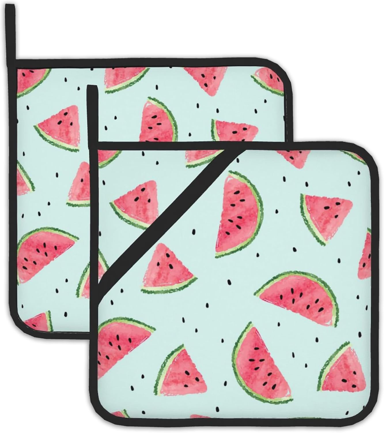 Summer Watermelon Pot Holder Set of 2,Kitchen Heat Resistant Potholder for Women Men BBQ Cooking Baking