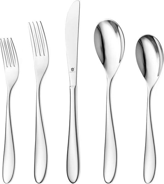 Silverware Set for 6 | 18/10 Stainless Steel Flatware Set | Mirror Finish, Heavy-Duty, Dishwasher Safe, Elegant & Durable, Built to Last (30-Piece, Marettimo)