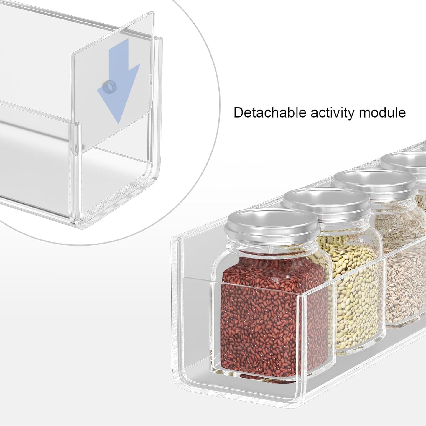 WUIVIUT Invisible Acrylic Wall Spice Rack Adhesive wall mounted rack organizer 11.8 inch spice shelf holder Drilling or self-adhesive organizer rack （Clear-4 Pack）