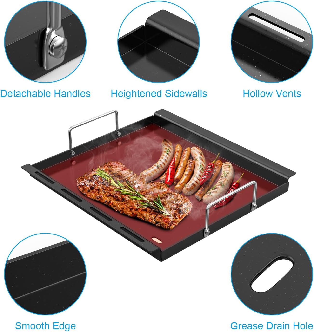 17 Inch Full-Size Griddle Inserts for Charbroil Performance 2 Burner 463631410 463660421 463655621 463622514 463630422 463343015, Flat Top Griddle Plate Parts for Charbroil G460-0500-W1 G430-0016-W1