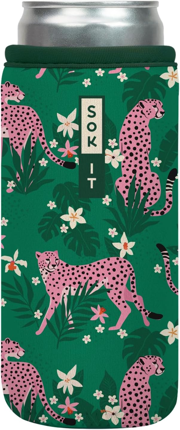 Sok It CanSok Sleeve for Beer & Soda Insulated Neoprene Cover (Paradise Prowl, 12oz Slim Can Sleeve)