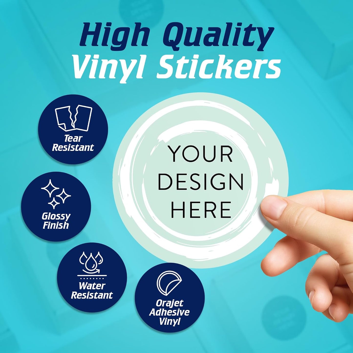 100 Custom Vinyl Stickers - Upload Your own Image, Text, Design, Logo - Personalized Logo Labels for Handmade, Packaging, Bottle, Jars, Candle, Brand Stickers (Mint, 4x4)