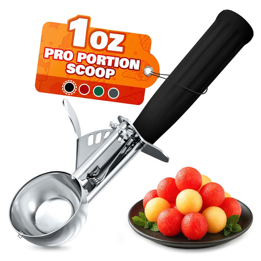 1 Oz Ice Cream Scoop with Trigger #30 - Versatile 1 Oz Scoop for Gelato, Cookie Dough Baking, Sorbet & Meatballs - Rust-Resistant Stainless Steel, Easy to Clean in Dishwasher, Non-Slip Handle