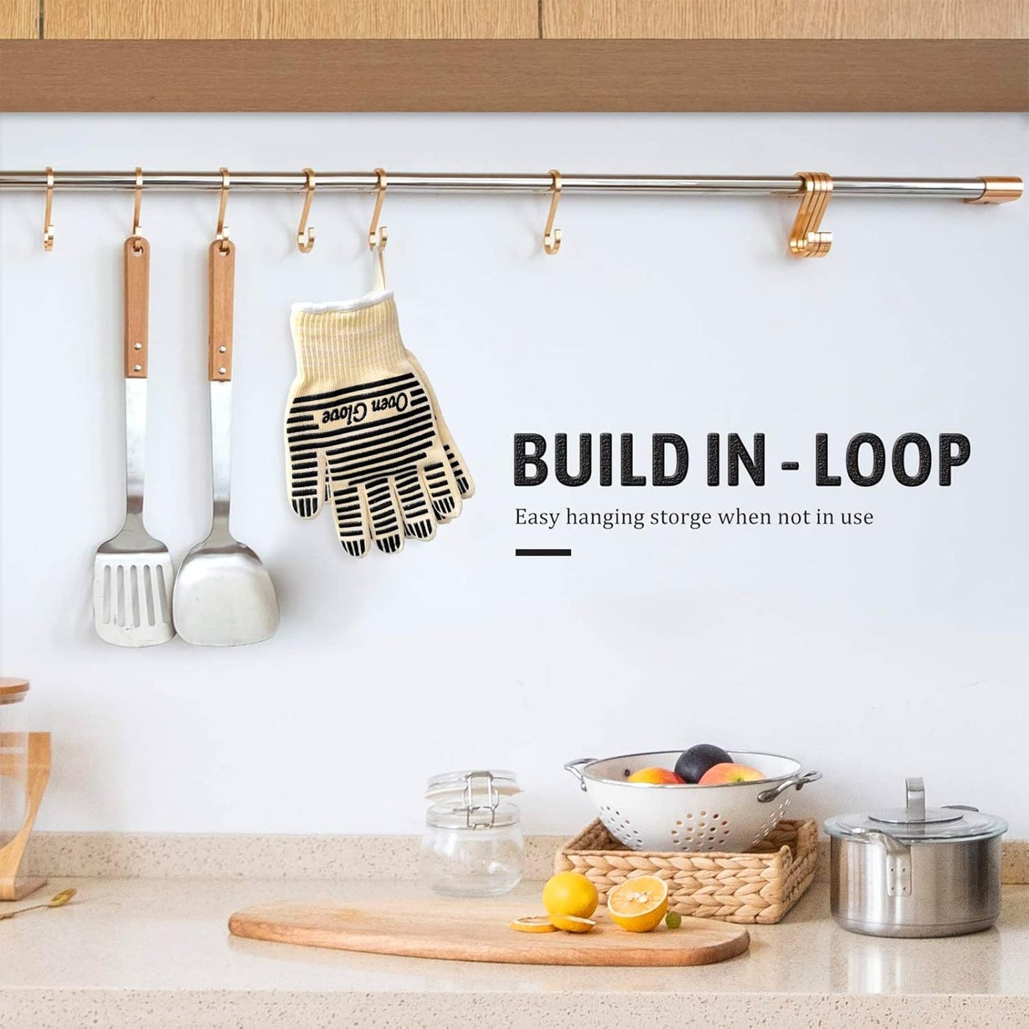 Oven Gloves, Heat Resistant 540 Degrees Grilling Gloves, Hot Surface Handler Non-Slip Silicone Oven Mitts with Fingers, BBQ Gloves for Cooking/Kitchen/Baking, Pack of 2