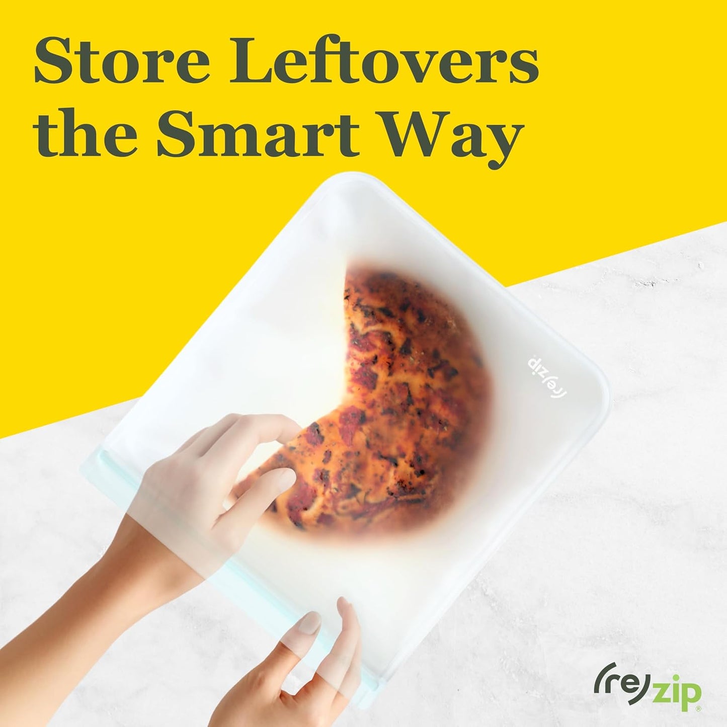 (re) zip Gallon Reusable Storage Bags, BPA-Free, Leakproof, Food-Grade 100% Food-Safe PEVA, for Food Storage and Freezer Use, Holds 16 cups | 128 fl oz, 4-Pack (Clear)