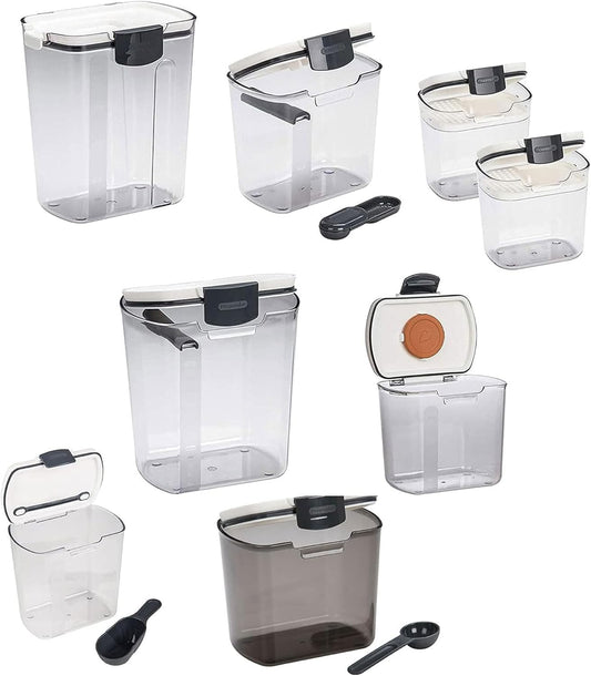 Progressive ProKeeper Baker's Airtight Kitchen Storage Canister Container Set for Flour, Sugar & More, Keeps Ingredients Fresh, with Accessories (Multicolor, 8- Piece)