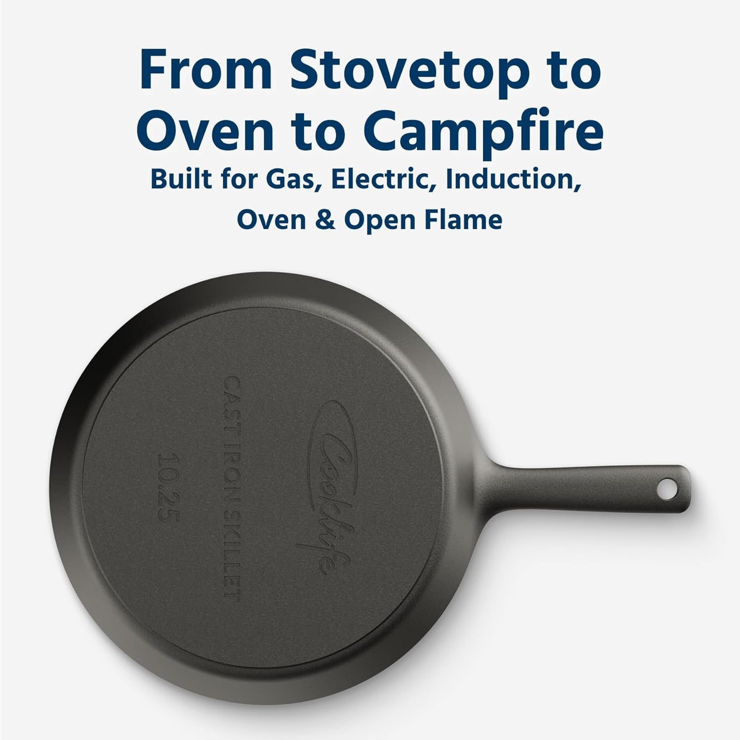 COOKLIFE 10 Inch Lightweight Pre-Seasoned Cast Iron Skillets with Handle Cover - Smooth Polished Surface, Easy to Clean Cast Iron Pan Use in the Oven, on the Stove or Grill, Over a Campfire