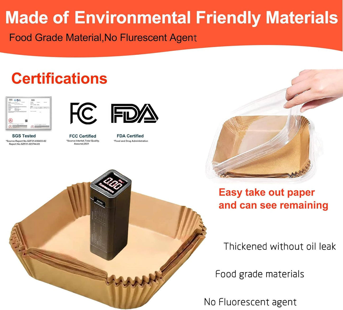 Air Fryer Liners Disposable 9 Inch, 9 inch Air Fryer Liners 125 Pcs Large Square Air Fryer Paper Liners for 5QT 6qt 8QT Air Fryer, Non-stick Parchment Paper for Frying, Baking