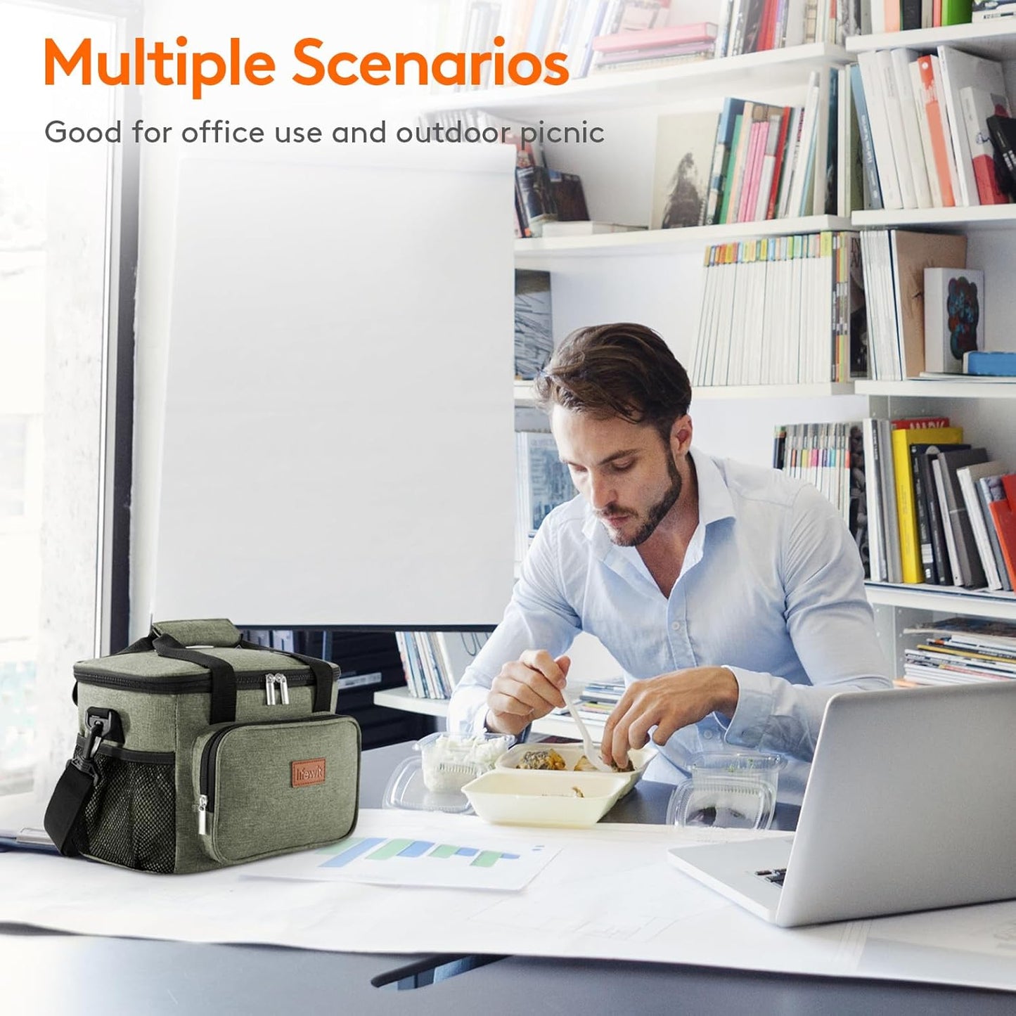 Lifewit Medium Lunch Bag Insulated Lunch Box Soft Cooler Cooling Tote for Adult Men Women, Dark Green 12-Can (9L)