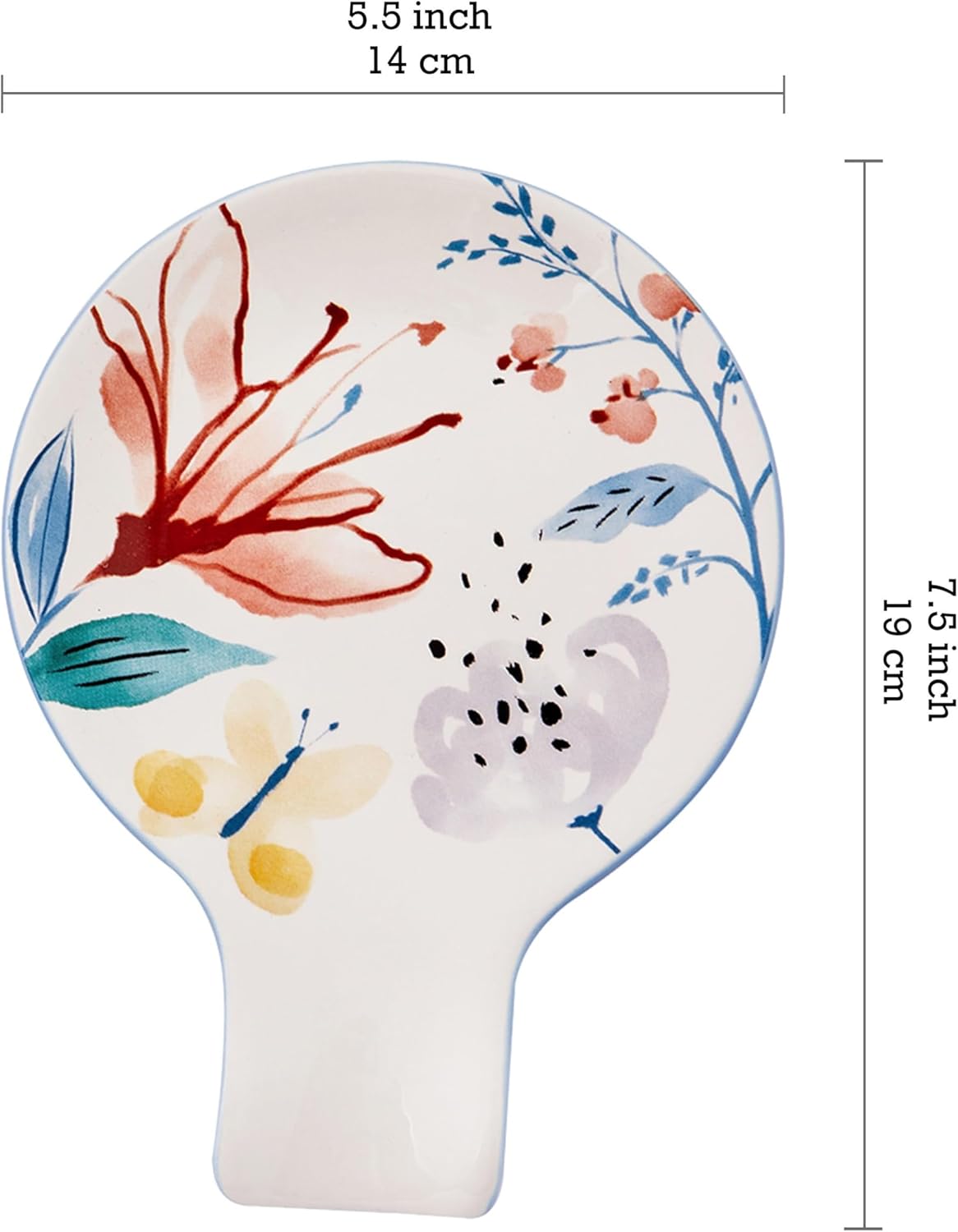 Bico Blossom Symphony Spoon Rest for Stove Top, Ceramic Spoon Holder for Kitchen Counter, Easy to Clean Coffee Spoon Rest Dishwasher Safe, Kitchen Cooking Utensil Rest for Ladles Spatula