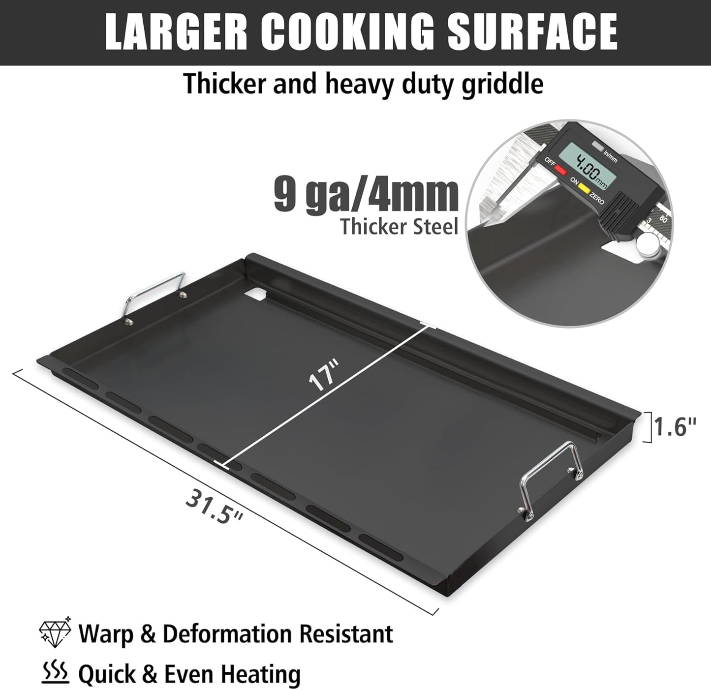 SafBbcue Full Size Griddle Inserts for Nexgrill 720-0896 720-0896B 720-0896C 720-0896E 720-0896CP 720-0898 720-0898A Flat Top Griddle for Homedepot Nexgrill 730-0898 730-0898A, Carbon Steel