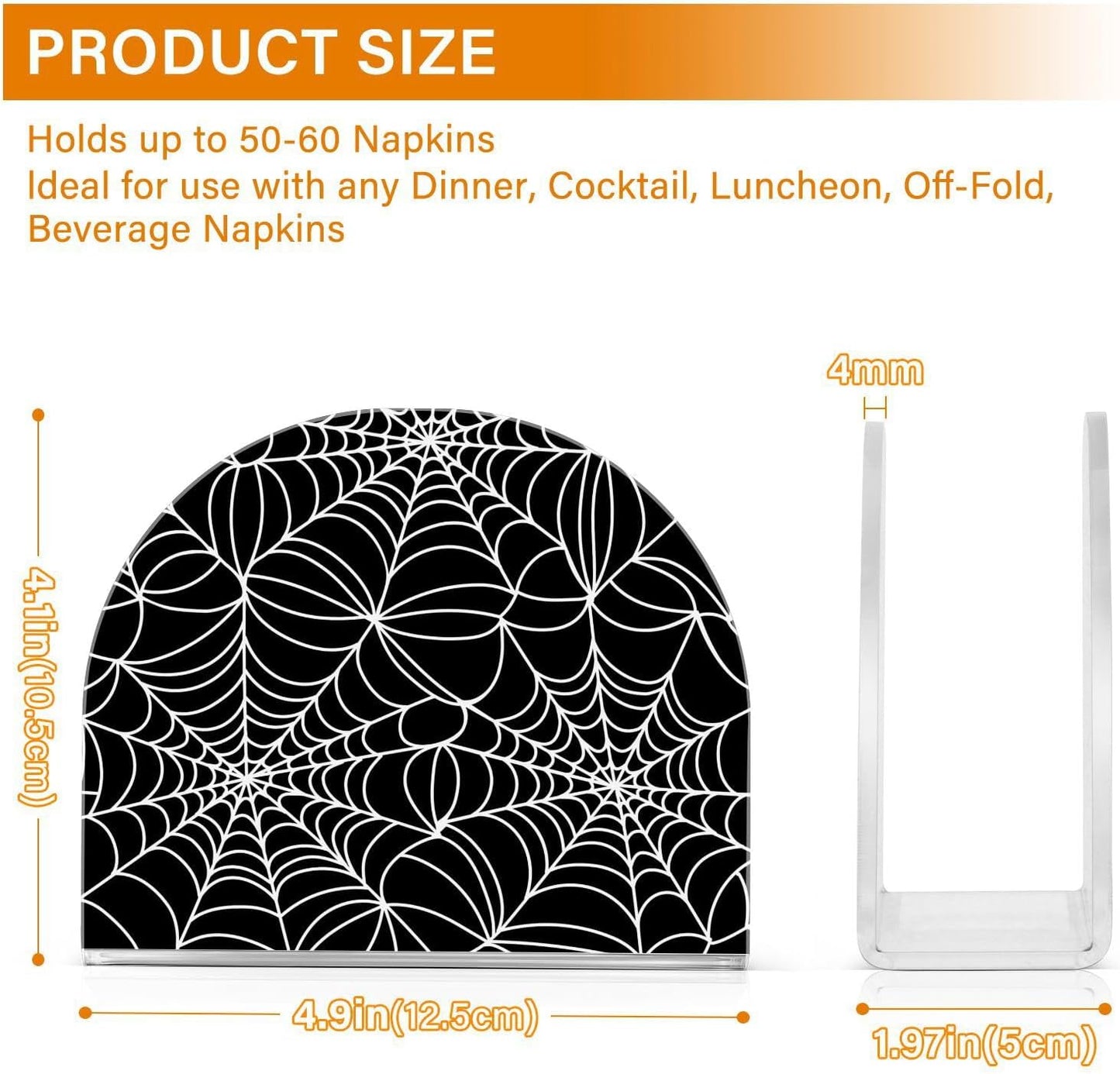 Halloween Spiderweb Napkin Holder for Table Paper Napkins Holder Acrylic Tissue Dispenser Kitchen Dining Room Bathroom Party Car Decor