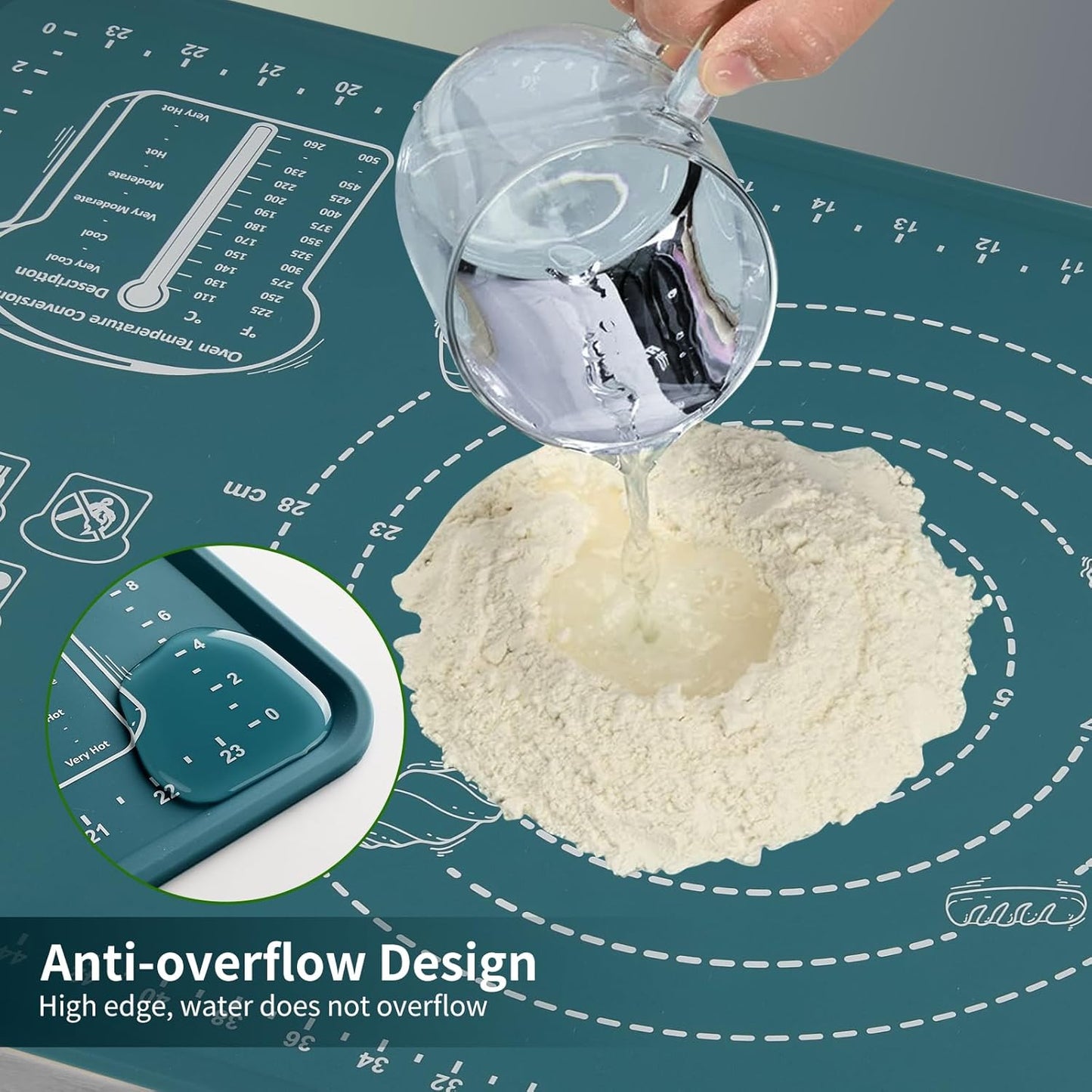 DANIA & DEAN Silicone Baking Mat - Upgrade Mom Theme 26x16 Inch Extra Thick Pastry Mat with Measurements, Non-Slip and Reusable, Kneading Dough Mat for Kitchen Counter, Bread, Cookies, Pizza, Pasta