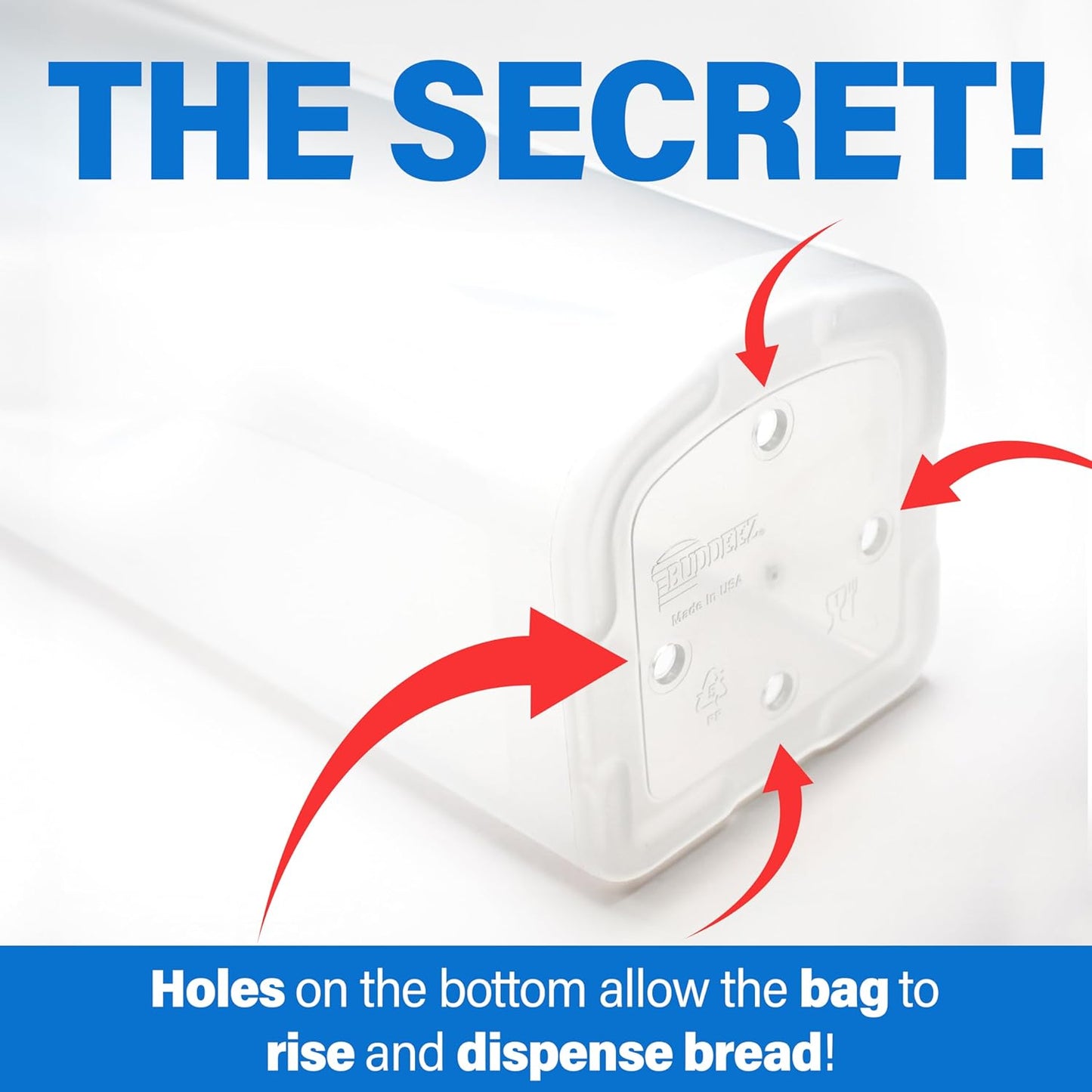 Buddeez Bread Buddy Airtight Bread Storage Container- Slice by Slice Dispensing Design - Perfect Pantry Organizer - White Lid Pack of 2