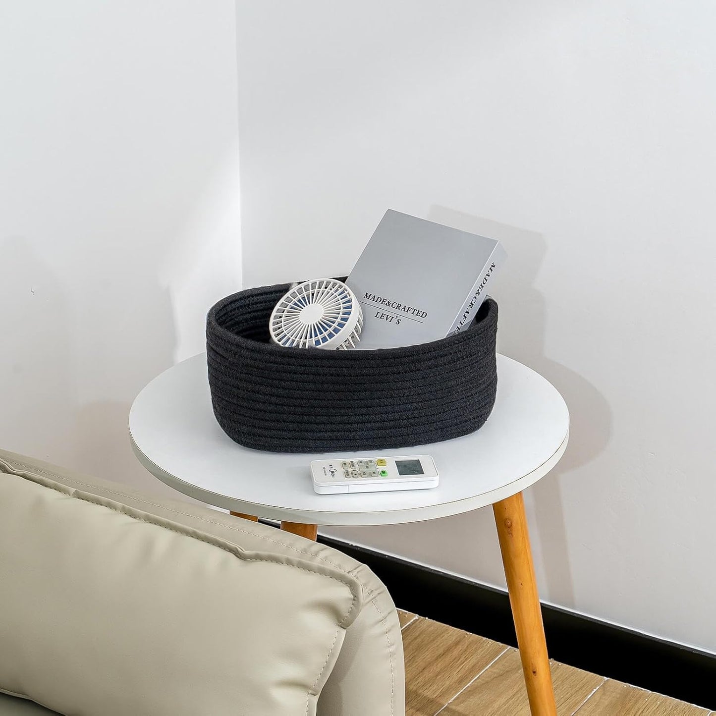 CubesLand Cute Black Basket Bins,Small Woven Storage Baskets for Shelf,Baby Nursery Basket Bin,Cube Organizer Basket Bin,Soft Toys Storage Basket,Home Decor Organization Bins 12 x 8 x 5 inches